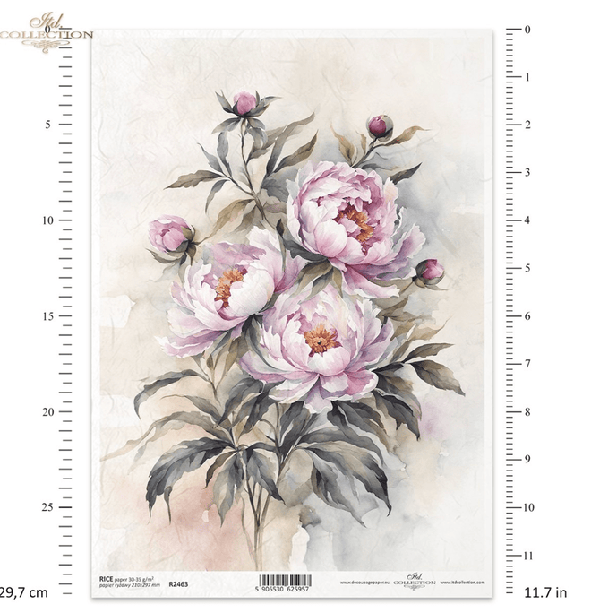 A4 Pink Flower ITD Collection Decoupage Paper R2463 - Decoupage Central