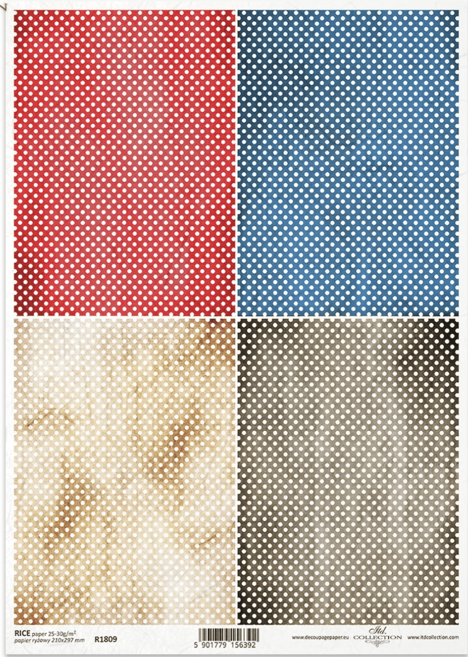 A4 Polka Dot Quad Background Decoupage Paper R1809 - Decoupage Central