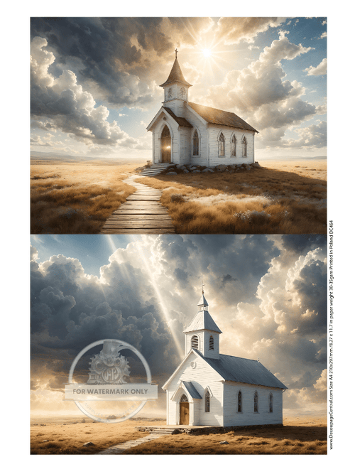 A4 Prairie Churches Rice Paper DC464 - Decoupage Central