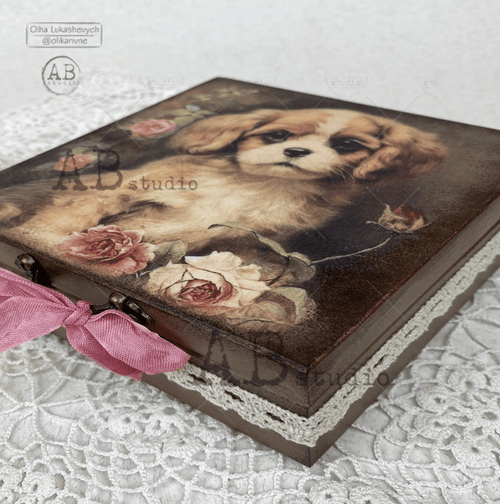 A4 Puppy Quad Milky Valley ID 282 - Decoupage Central