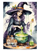 A4 Purple Witch Rice Paper DC486 - Decoupage Central
