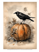 A4 Raven Pumpkin Rice Paper DC440 - Decoupage Central