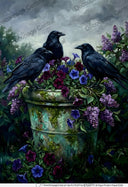 A4 :Raven Trio, Mossy Urn Rice Paper DC928 - Decoupage Central