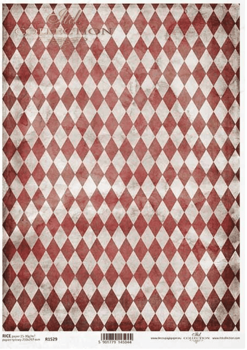 A4 Red and Gold Harlequin Design Background From ITD R1529 - Decoupage Central