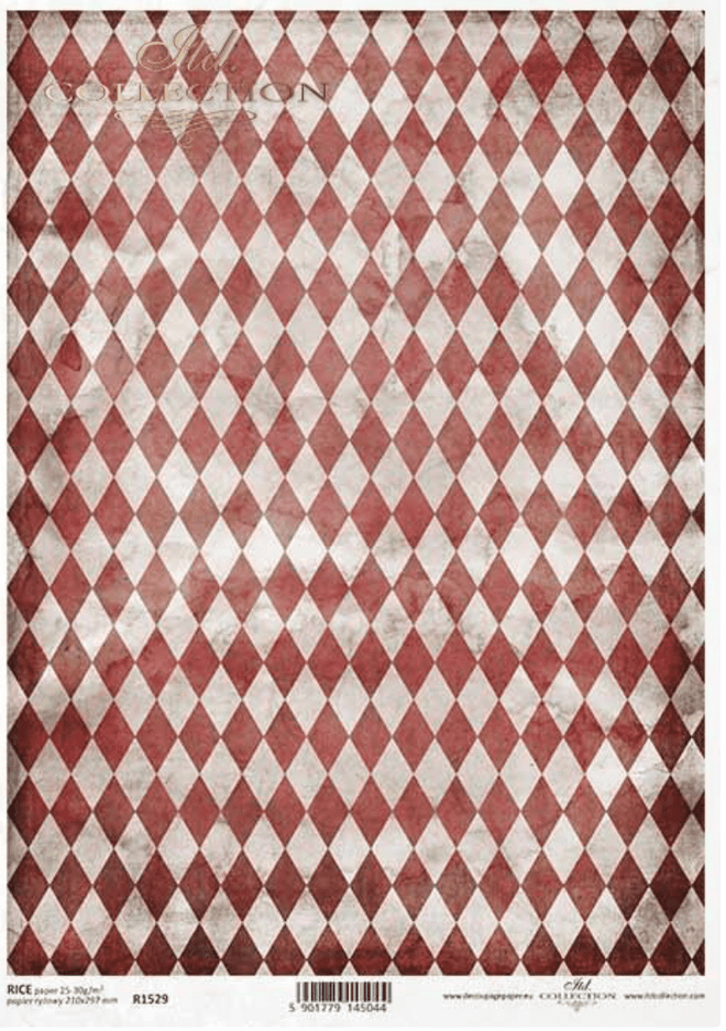 A4 Red and Gold Harlequin Design Background From ITD R1529 - Decoupage Central
