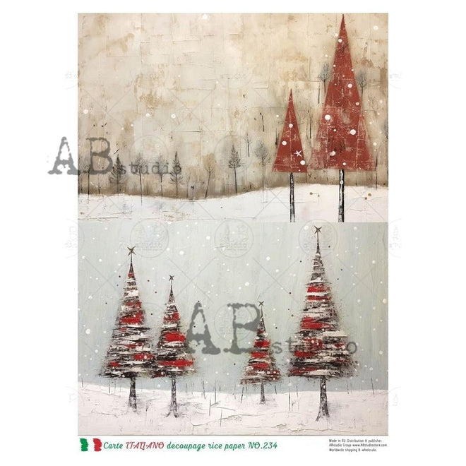 A4 Red Christmas Tree Carte Italiano 234 - Decoupage Central