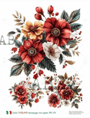 A4 Red Flowers Trio Carte Italiano 179 - Decoupage Central