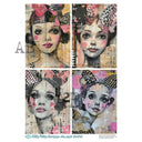 A4 Retro Beauties Quad Multi Milky Valley ID701 - Decoupage Central