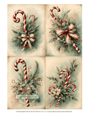 A4 Retro Candy Cane Quads DC474 - Decoupage Central