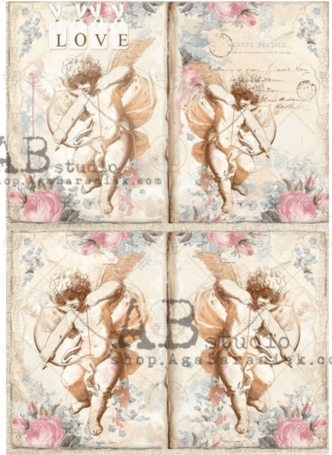 A4 Rice Paper Cupid 0372 - Decoupage Central