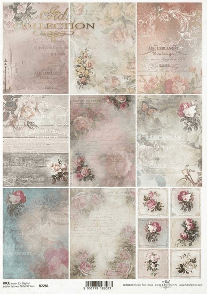 A4 Romance Squared, ITD Rice Paper 2281 - Decoupage Central