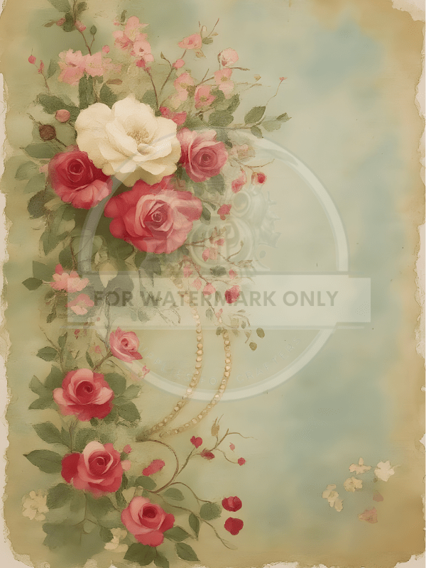 A4 Romantic Garden Roses Rice Paper DC869 - Decoupage Central