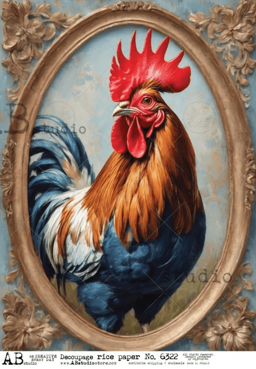 A4 Rooster Portrait AB Studios 6322 - Decoupage Central