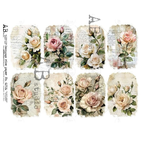 A4 Rose Garden Multi AB Studios 6706 - Decoupage Central