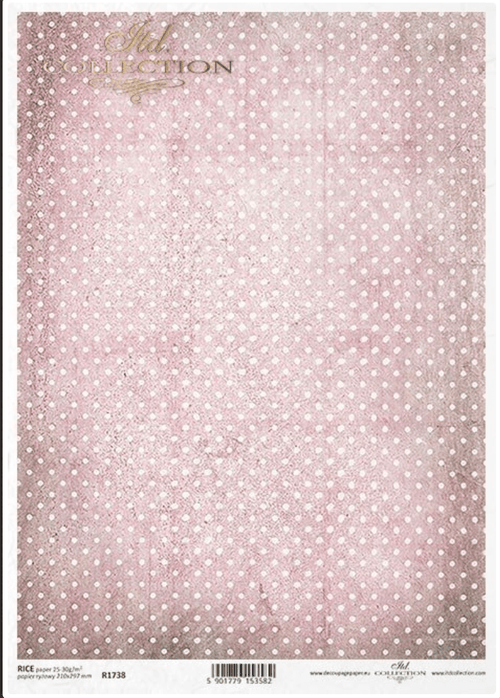 A4 Rose Polka Dot Background Decoupage Paper R1738 - Decoupage Central