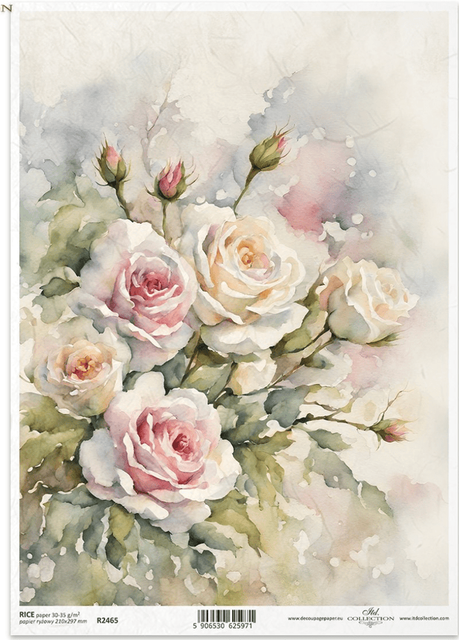 A4 Roses ITD Collection Decoupage Paper R2465 - Decoupage Central
