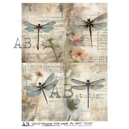 A4 Rustic Dragonfly Quad AB Studios 6477 - Decoupage Central