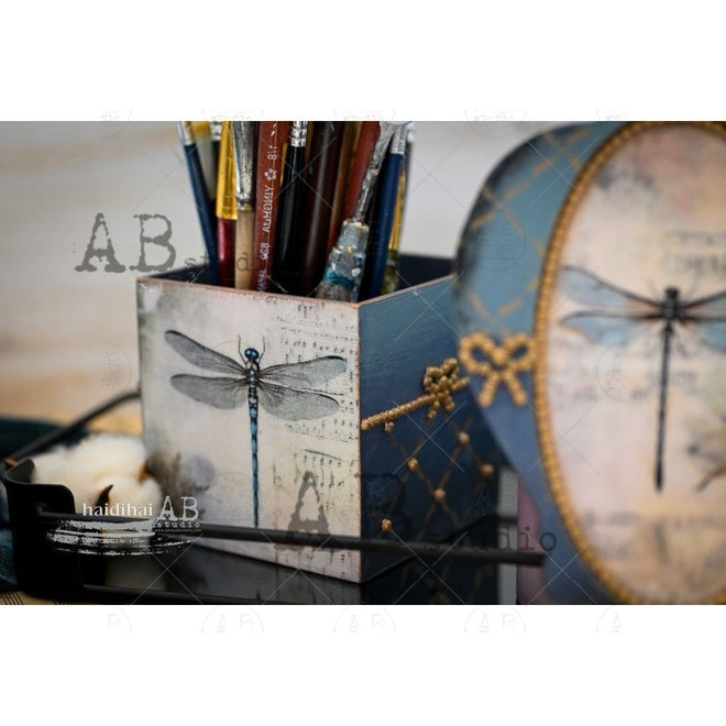 A4 Rustic Dragonfly Quad AB Studios 6477 - Decoupage Central