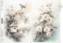 A4 Rustic Flower and Birdhouse Duo Decoupage Paper R2586 - Decoupage Central