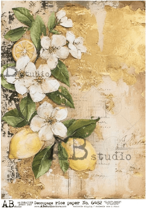 A4 Rustic Lemon Blossom AB Studios 6482 - Decoupage Central