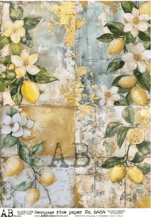 A4 Rustic Lemon Multi AB Studios 6484 - Decoupage Central