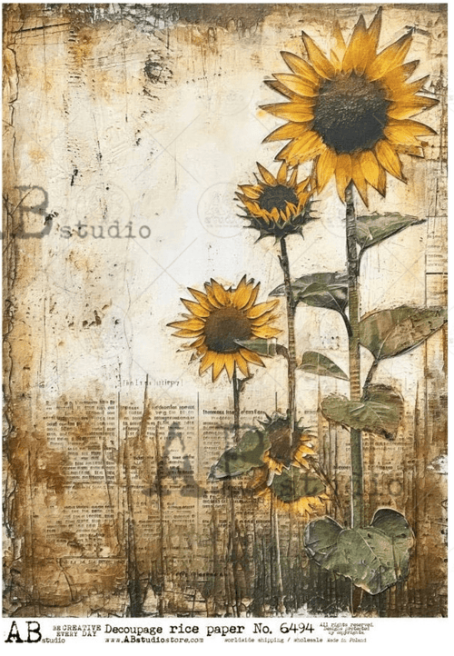 A4 Rustic Sunflowers AB Studios 6494 - Decoupage Central