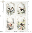 A4 Rustic Vintage Cow Quad Decoupage Paper R2570 - Decoupage Central