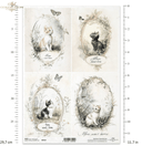 A4 Rustic Vintage Kitten Quad Decoupage Paper R2567 - Decoupage Central