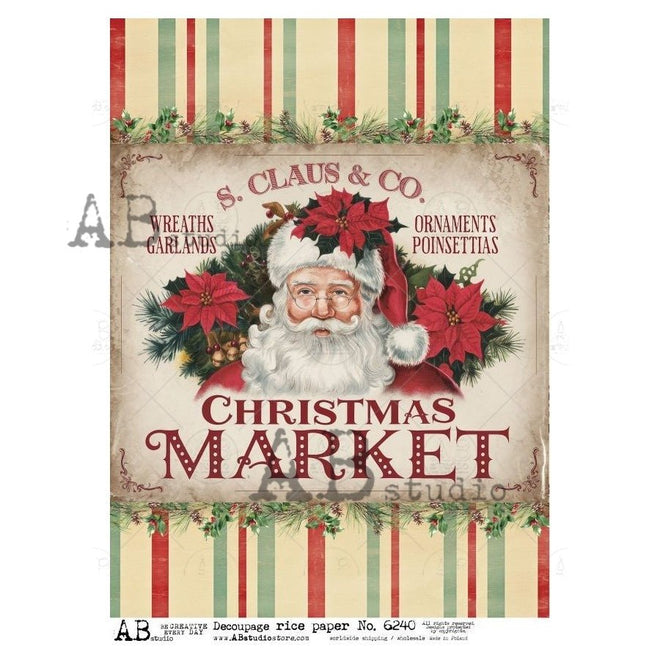 A4 S. Claus & Co Christmas Market 6240 Christmas Sign AB Studios - Decoupage Central