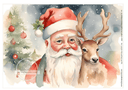 A4 Santa and Deer Rice Paper DC145 - Decoupage Central