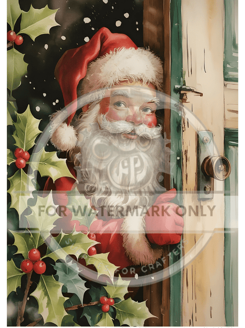 A4 Santa at the door Paper DC878 - Decoupage Central
