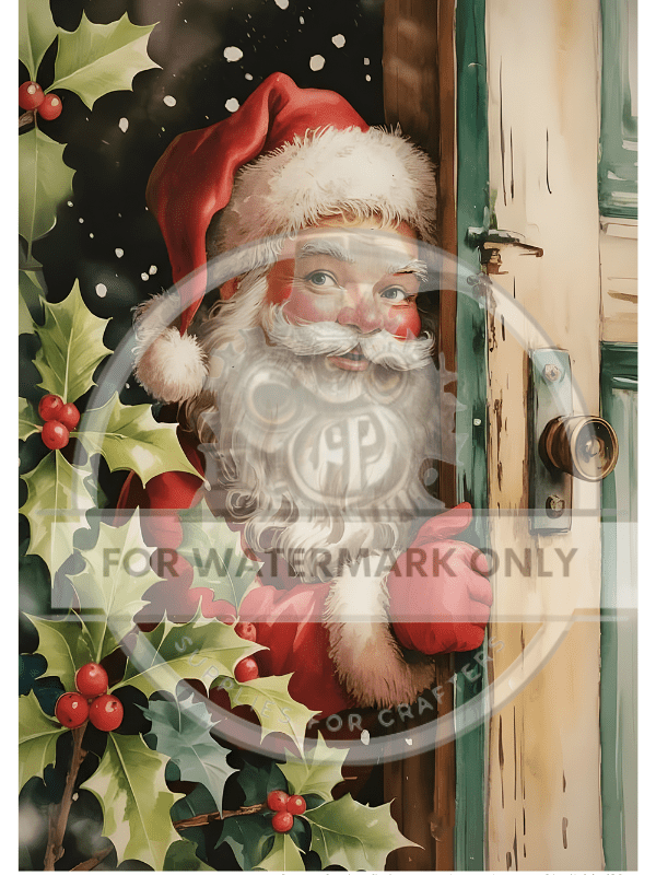 A4 Santa at the door Paper DC878 - Decoupage Central