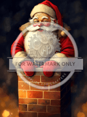 A4 Santa in the Chimney Rice Paper DC544 - Decoupage Central
