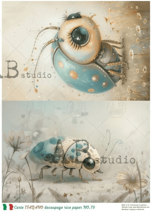 A4 Scarabeo Blu Carte Italiano 79 - Decoupage Central