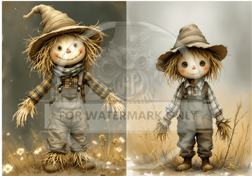 A4 Scarecrow Cuties Duo Rice Paper DC758 - Decoupage Central