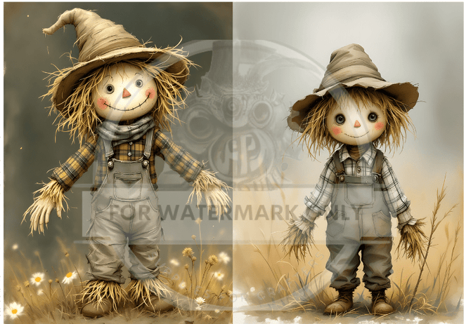 A4 Scarecrow Cuties Duo Rice Paper DC758 - Decoupage Central