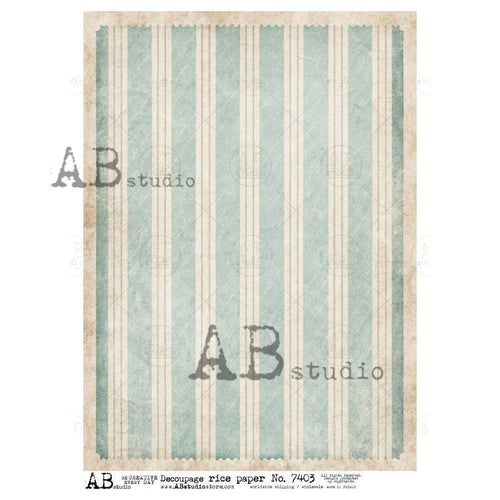 A4 Seafoam Ticking Stripe AB Studios 7403 - Decoupage Central