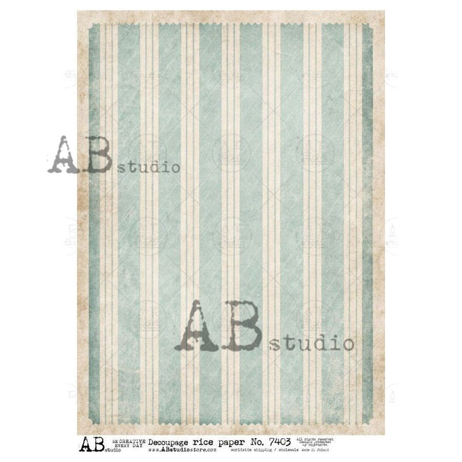 A4 Seafoam Ticking Stripe AB Studios 7403 - Decoupage Central