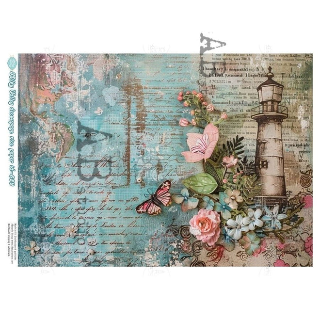 A4 Seaside Blossoms Collage Milky Valley ID689 - Decoupage Central