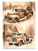 A4 Sepia Truck Duo Rice Paper DC159 - Decoupage Central