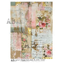 A4 Shabby College Rice Paper for Decoupage AB Studios 6094 - Decoupage Central