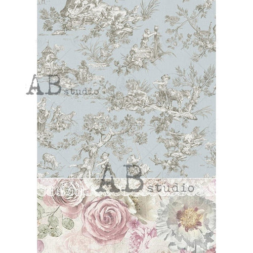 A4 Shabby Wallpaper Rice Paper, AB Studios 1810 - Decoupage Central