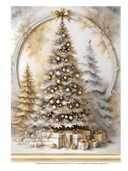 A4 Silver and Gold Christmas Tree DC457 - Decoupage Central