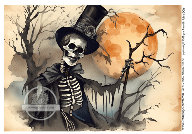 A4 Skelly Rice Paper DC161 - Decoupage Central