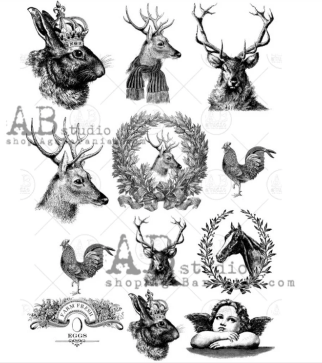 A4 Small but Mighty AB Studios Rice Paper, 0401 - Decoupage Central