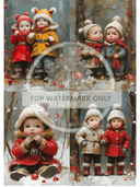 A4 Snow Day Cuties Quad Paper DC874 - Decoupage Central