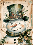 A4 Snowman Closeup Rice Paper DC832 - Decoupage Central
