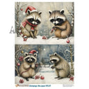 A4 Snowy Racoon Friends, 55C21 - Decoupage Central