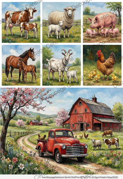 A4 Springtime Farm Babies Rice Paper DC937 - Decoupage Central