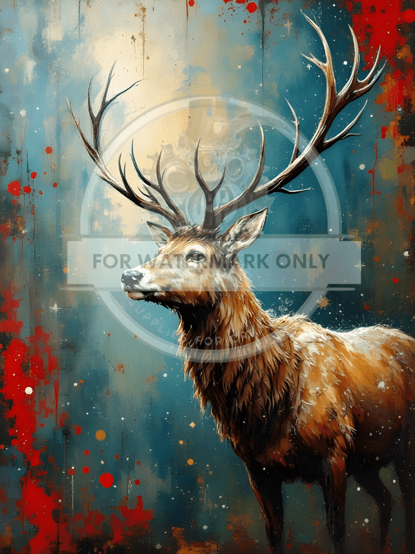 A4 Stag on Patina Rice Paper DC809 - Decoupage Central